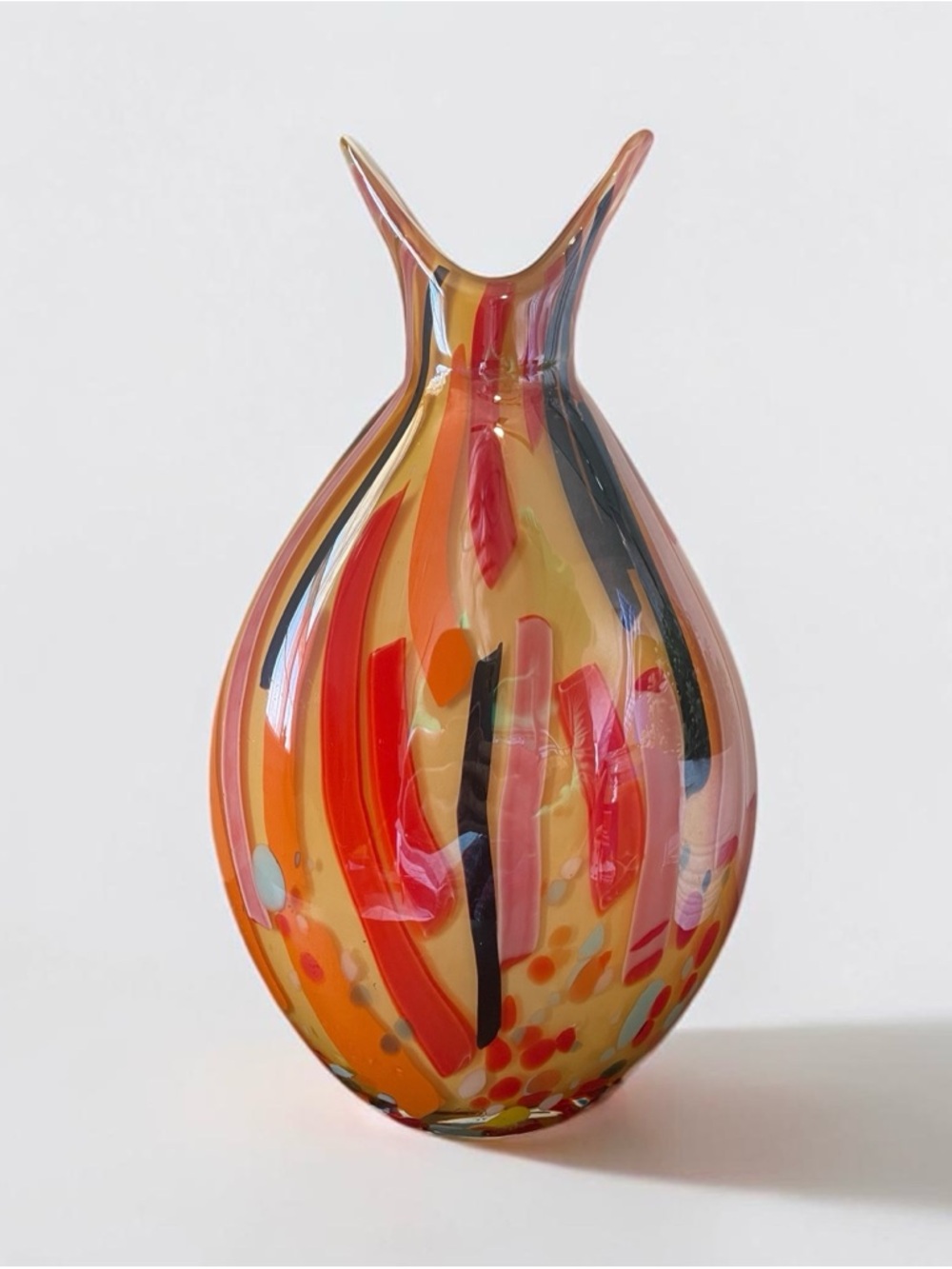 Vintage MCM McIntosh Art Glass Handblown Heavy Glass Vase/ Murano Style